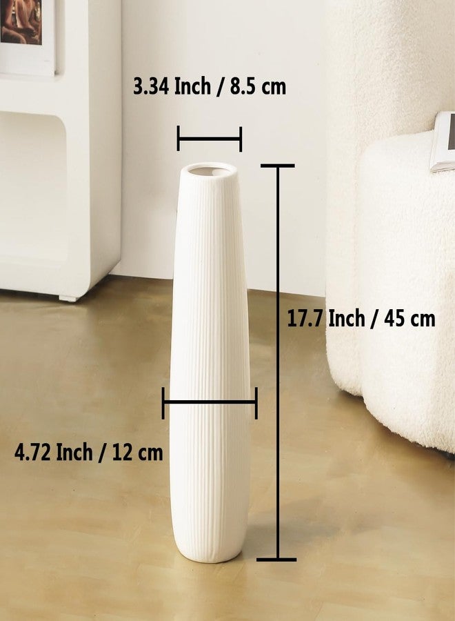 Tuioyoc Ceramic Large White Vase, 17.7" Tall Floor Vase, Big Decorative Flower Vases for Floor Table Decor Living Room Modern Home Office Bedroom, Farmhouse, Glossy Glaze (17.7 Inch Tall) - Image 5
