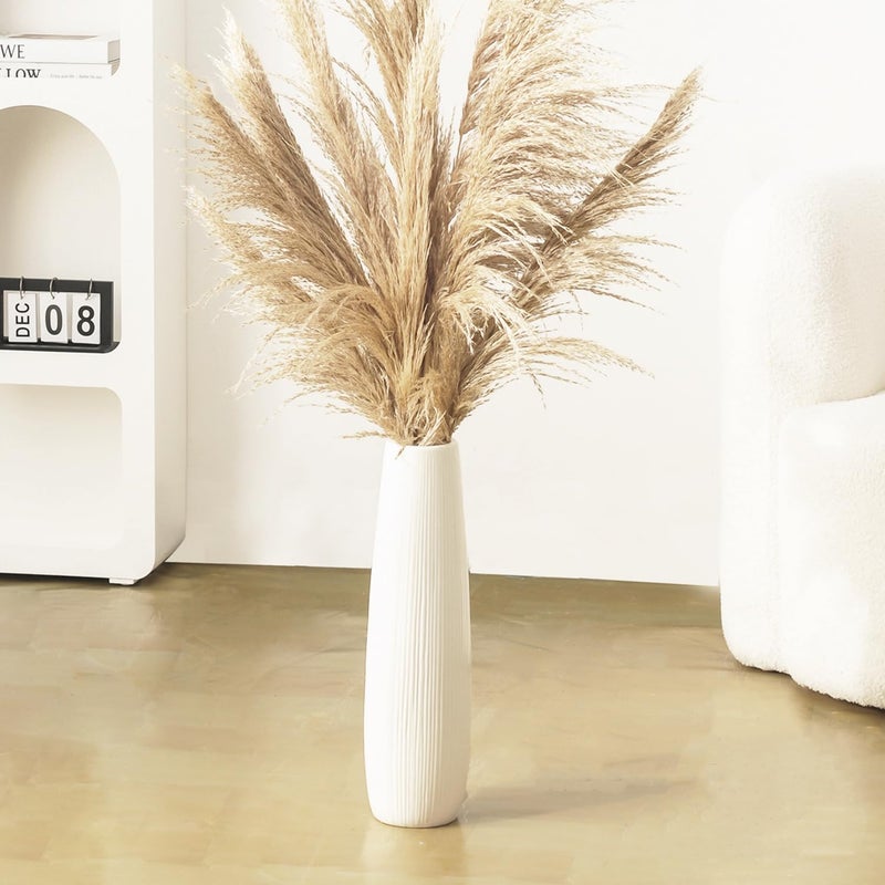 Tuioyoc Ceramic Large White Vase, 17.7" Tall Floor Vase, Big Decorative Flower Vases for Floor Table Decor Living Room Modern Home Office Bedroom, Farmhouse, Glossy Glaze (17.7 Inch Tall) - Image 1