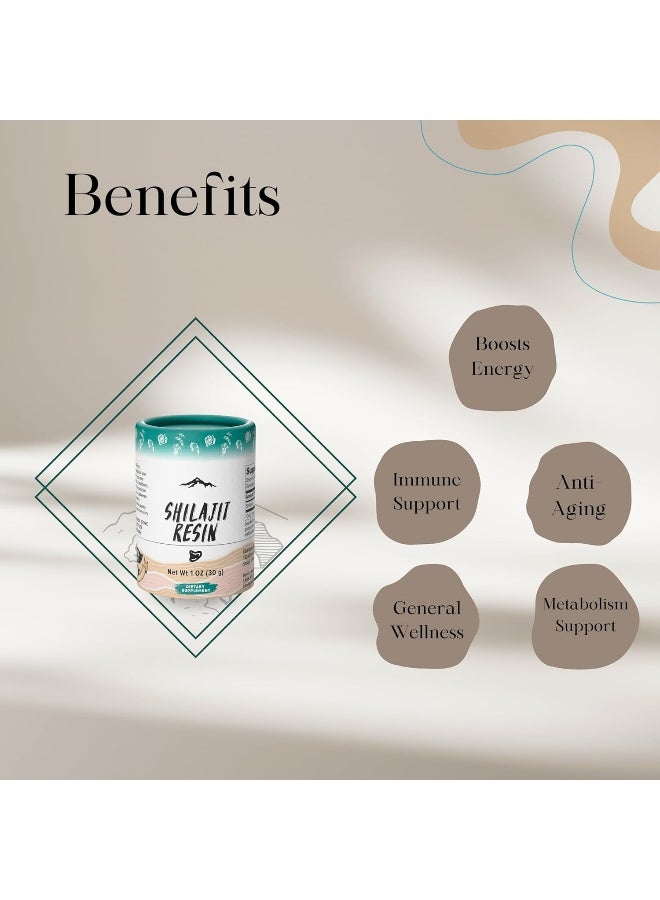 Pure Himalayan Shilajit Pure Shilajit Resin with Spoon, 30gm / 1oz (200 Servings), Premium Plant-Derived Minerals & Fulvic Acid - Image 3