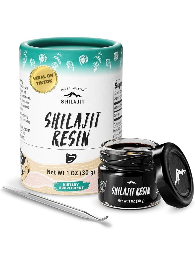 Pure Himalayan Shilajit Pure Shilajit Resin with Spoon, 30gm / 1oz (200 Servings), Premium Plant-Derived Minerals & Fulvic Acid - Image 1