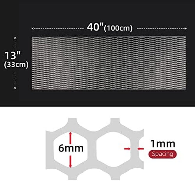 AggAuto 40"x13" Car Grill Mesh - Black Aluminum Alloy Rhombic Hole Bumper Grille Insert, Universal Fit - Image 4