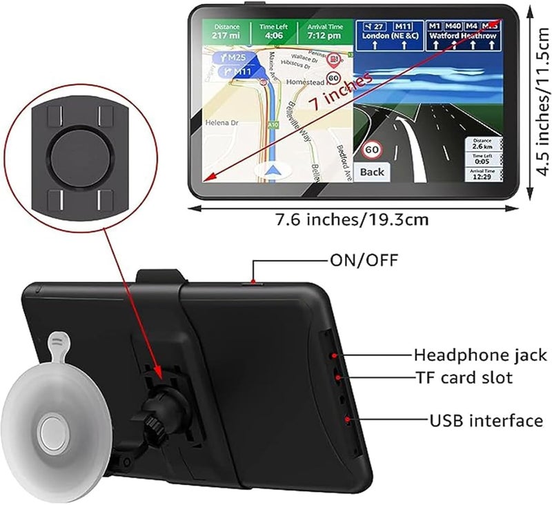 LONGRUF 2025 Car GPS Navigator 7-Inch Touchscreen with Real Voice Prompts and Speed Camera Alerts - Image 4