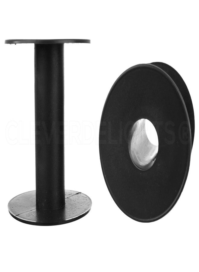 CleverDelights 3 Inch Black Plastic Spools - 3" x 2 3/4" - 3 Pack - Image 1