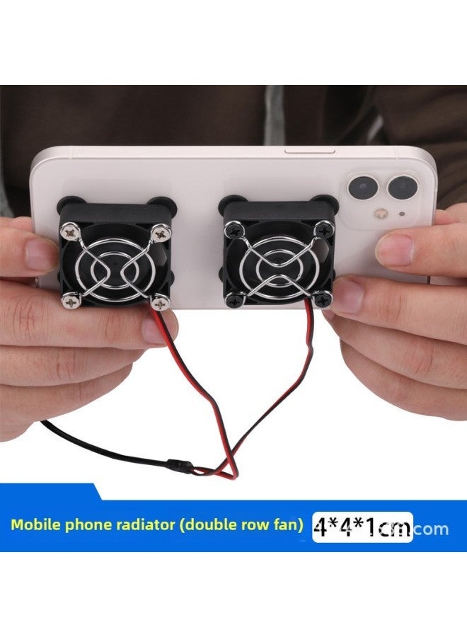 Mobile Phone Radiator Live Broadcast Dedicated Cooling Artifact Wired Air-cooled Mute Wire Control Fan Universal For AppleAndroid-Color:4cm (ordinary) Double Head 1.8 Meters - Image 2
