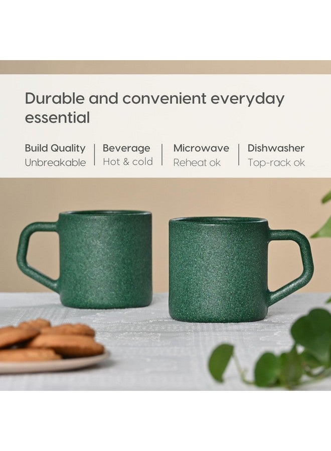 Eha Earth-Friendly Comfy Coffee Cup Set of 2 | 200 ml | Made with Rice Husk & Bamboo Fibers | Microwave Safe | for Hot & Cold Coffee Mug, Tea & Milk | Natural Matte Finish | Fern - Image 4