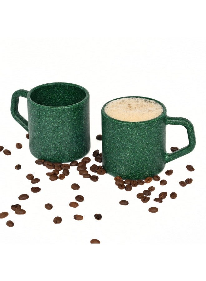 Eha Earth-Friendly Comfy Coffee Cup Set of 2 | 200 ml | Made with Rice Husk & Bamboo Fibers | Microwave Safe | for Hot & Cold Coffee Mug, Tea & Milk | Natural Matte Finish | Fern - Image 1