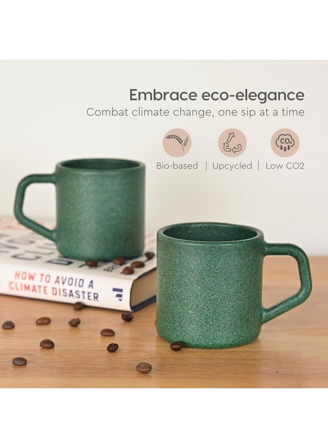 Eha Earth-Friendly Comfy Coffee Cup Set of 2 | 200 ml | Made with Rice Husk & Bamboo Fibers | Microwave Safe | for Hot & Cold Coffee Mug, Tea & Milk | Natural Matte Finish | Fern - Image 3