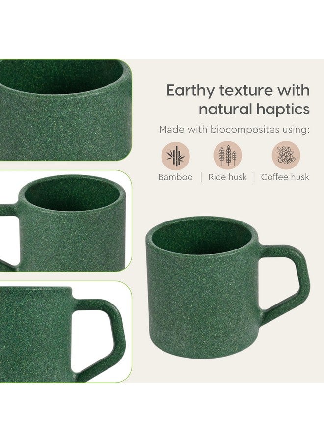 Eha Earth-Friendly Comfy Coffee Cup Set of 2 | 200 ml | Made with Rice Husk & Bamboo Fibers | Microwave Safe | for Hot & Cold Coffee Mug, Tea & Milk | Natural Matte Finish | Fern - Image 5