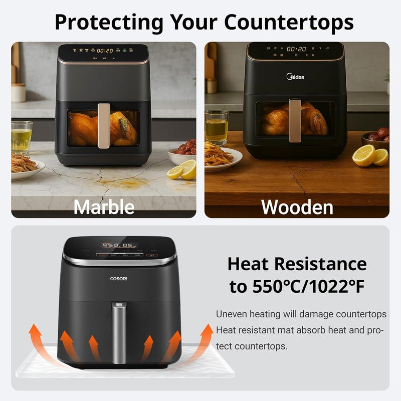 KVRG Silicone Heat Resistant Mat For Air Fryer,17.7''x15''Heat Resistant Mats for Countertop Protector,Silicone Air Fryer Mat Compatible with Ninja,Cosori,Chefman,etc-Translucent - Image 4