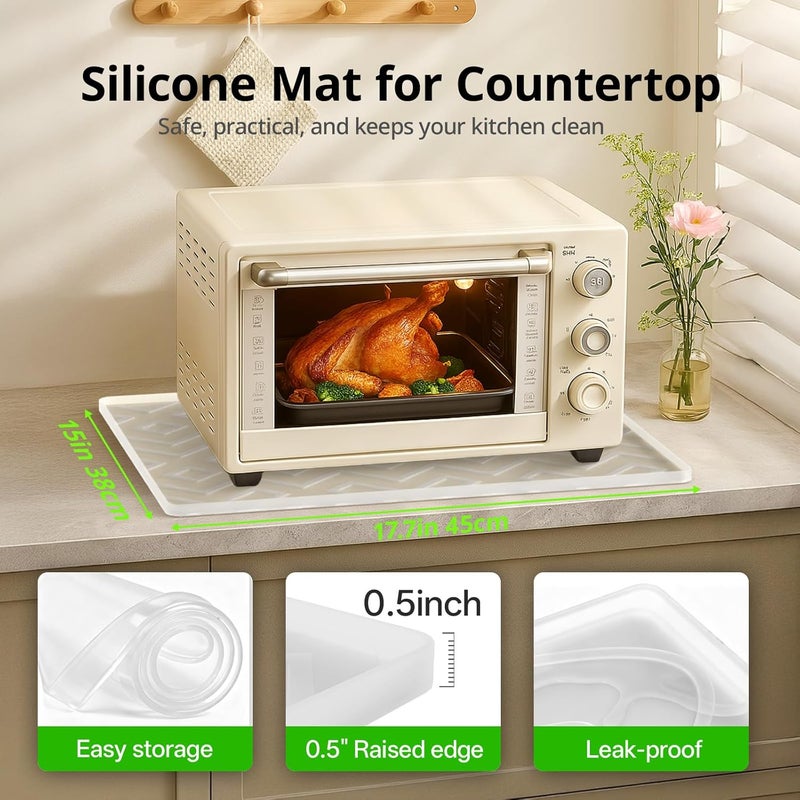 KVRG Silicone Heat Resistant Mat For Air Fryer,17.7''x15''Heat Resistant Mats for Countertop Protector,Silicone Air Fryer Mat Compatible with Ninja,Cosori,Chefman,etc-Translucent - Image 2