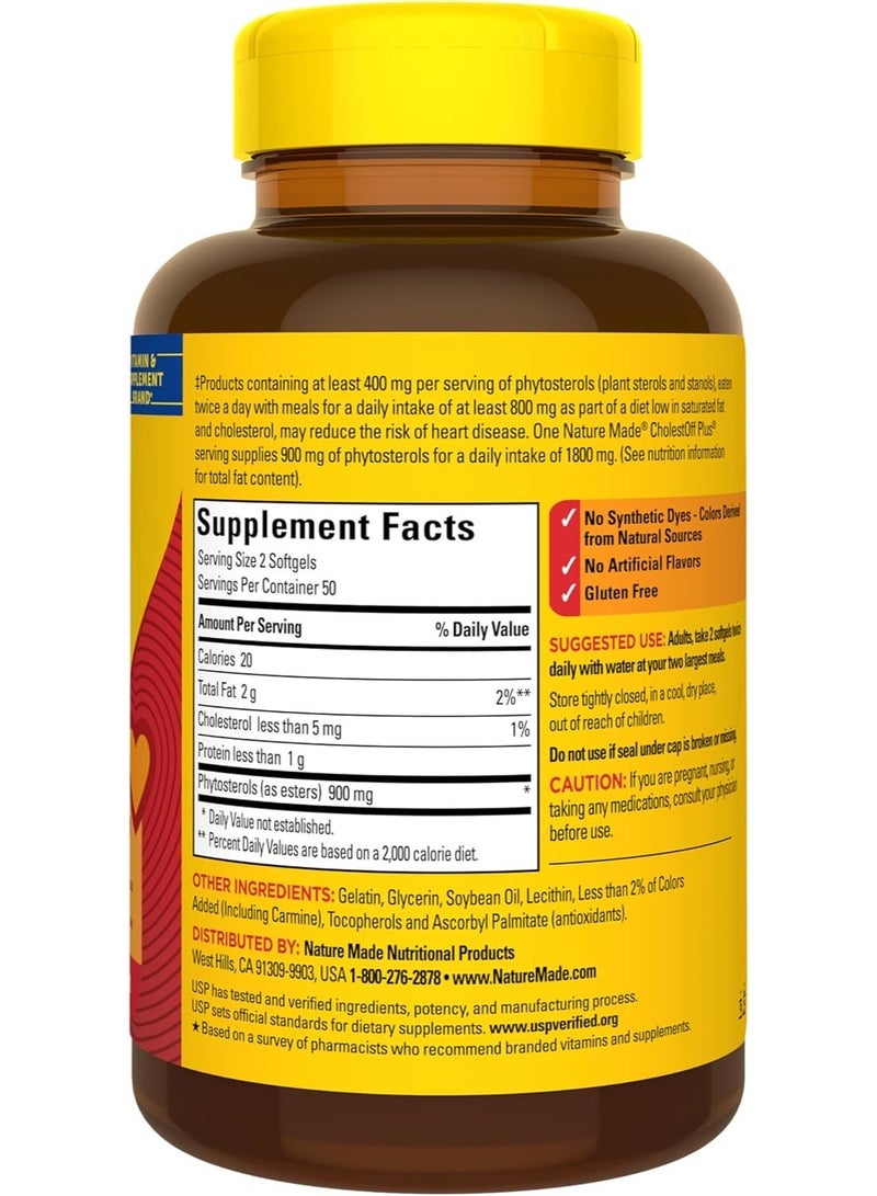 Nature Made CholestOff Plus, Dietary Supplement for Heart Health Support, 100 Softgels - Image 2