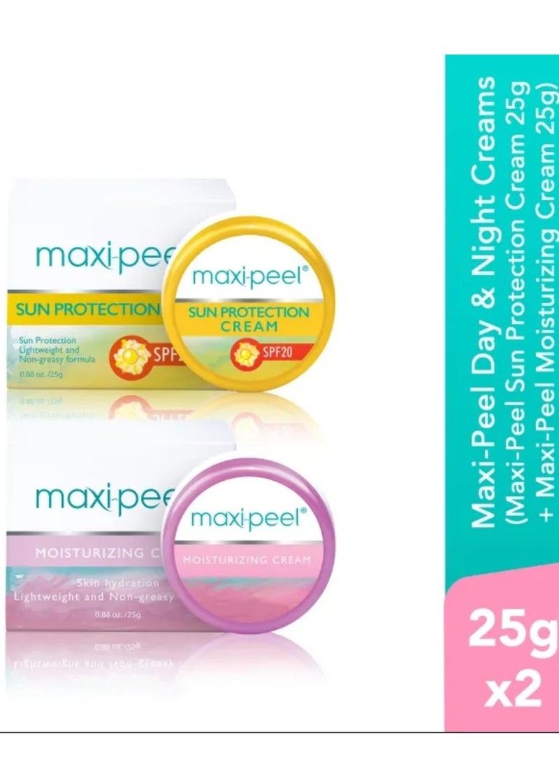 MAXI PEEL - Maxi-Peel Day & Night Creams (Maxi-Peel Sun Protection Cream 25g + Maxi-Peel Moisturizing Cream ) - Image 1