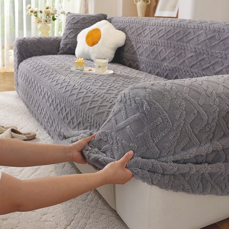 1 Seater Green Heavy Duty Stretch Sofa Cover Pet Friendly Polyester Thickened Anti Slip Machine Washable For Autumn Winter Warm One Piece - Image 5