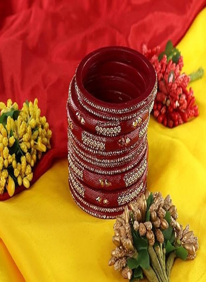 BANGLESKART مجموعة أساور BANGLESKART العصرية والأنيقة من اللاك، مرصعة بأحجار الزركون والخرز، للنساء والفتيات. أساور ملونة، طقم أساور للعروس، طقم أساور لاك للحفلات، طقم أساور زفاف، طقم من 8 قطع باللون الأحمر. - Image 5