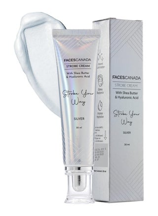 Strobe Cream - Silver, 30ml | Primer + Highlighter + Moisturizer | Shea Butter & Hyaluronic Acid | Intense Hydration | Flawless Radiant Dewy Skin | Illuminating & Glowing Makeup Base