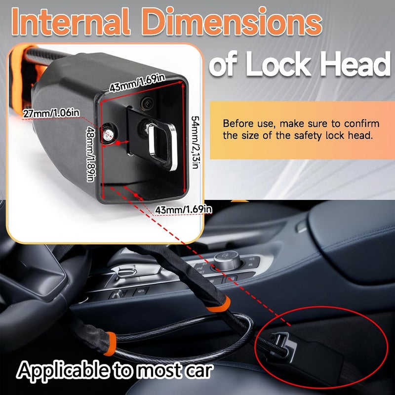 InYoHui Steering Wheel Lock Anti Theft Car Security Device with 3 Keys - Image 3