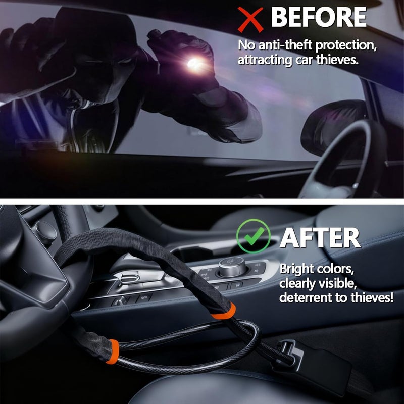 InYoHui Steering Wheel Lock Anti Theft Car Security Device with 3 Keys - Image 5