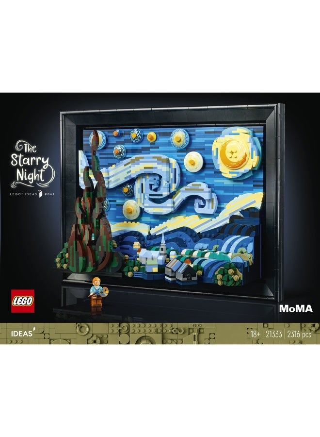 ليغو مجموعة فنسنت فان غوغ - ليلة النجوم 21333 من LEGO® Ideas؛ نموذج بناء وعرض فني ثلاثي الأبعاد للبالغين (2316 قطعة) - Image 2