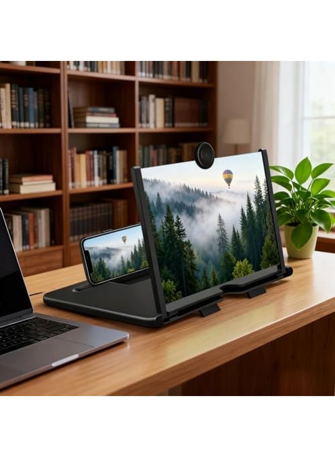 Red 12 Inch Foldable Phone Screen Magnifier 3D Pull Out Stand for Movies Videos Games - Image 3