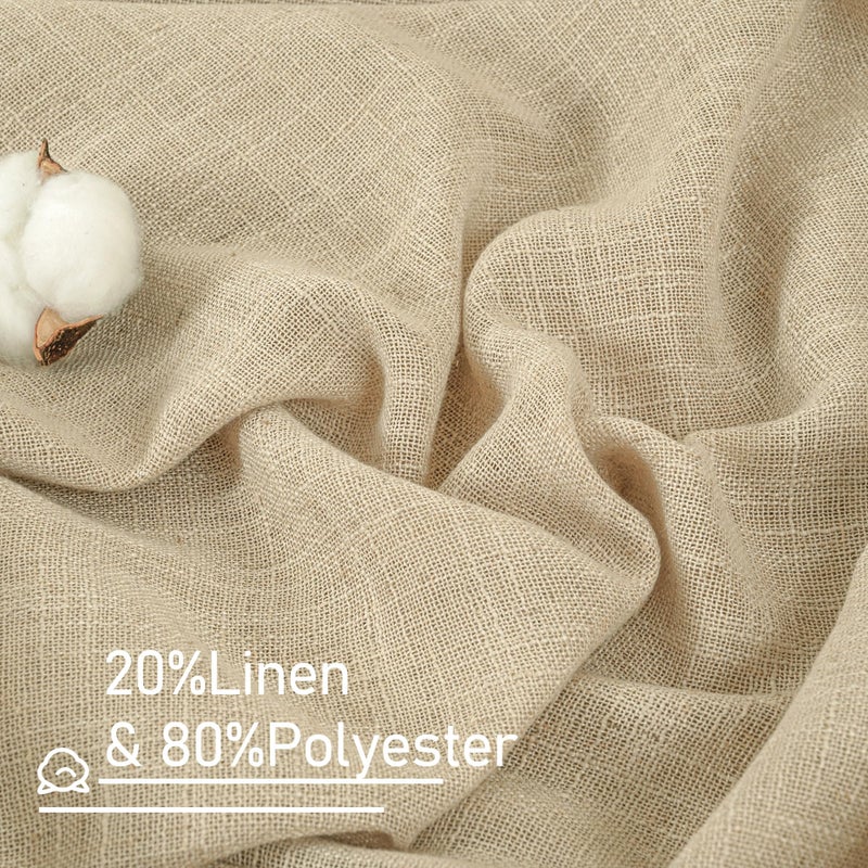 LAMIT Light Filtering Linen Curtains 84 inches Long for Bedroom, Faux Linen Textured Semi Sheer Back Tab and Rod Pocket Burlap Boho Modern Drapes for Living Room/Farmhouse, 2 Panels, 52 x 84 Inch - Image 5