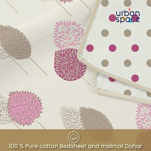 Urban Space 100% Cotton AC Comforter/Blanket/Duvet for Double Bed with 1 Cotton Double Bedsheet with 2 Pillow Covers (4 Piece Bedding Set, Drops Pink) - Image 4