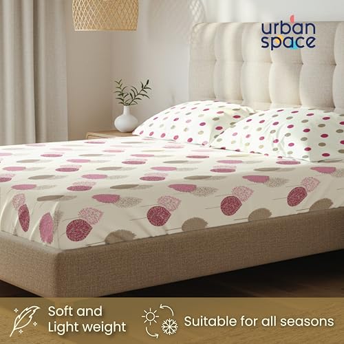 Urban Space 100% Cotton AC Comforter/Blanket/Duvet for Double Bed with 1 Cotton Double Bedsheet with 2 Pillow Covers (4 Piece Bedding Set, Drops Pink) - Image 5