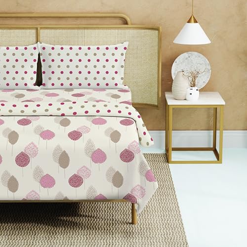 Urban Space 100% Cotton AC Comforter/Blanket/Duvet for Double Bed with 1 Cotton Double Bedsheet with 2 Pillow Covers (4 Piece Bedding Set, Drops Pink) - Image 1