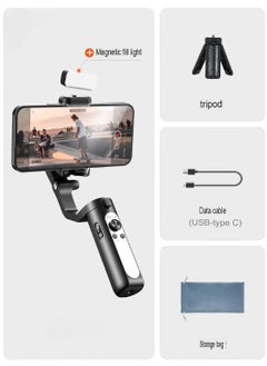 KASTWAVE Gimbal Stabilizer, Lightweight And Portable Foldable Phone Stabilizer, Anti Shake Durable Smart Phone Holder Stabilizer For Youtuber Vlogging Video Recording, (1pc, Black With Fill Light)  - Image 1