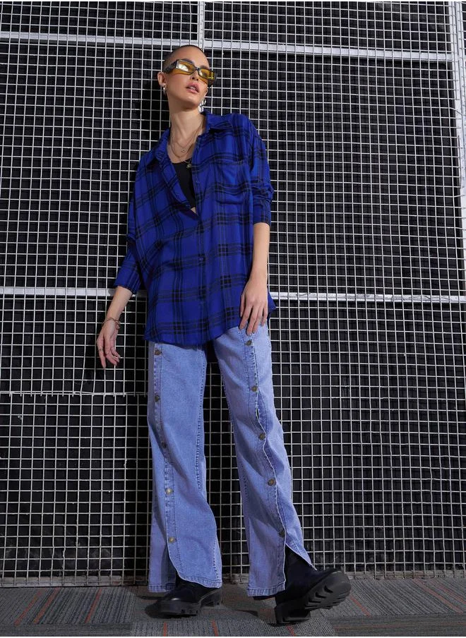 SASSAFRAS Yarn Dyed Check Oversized Shirt by Styli
