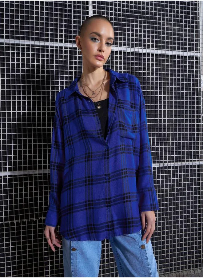 SASSAFRAS Yarn Dyed Check Oversized Shirt by Styli