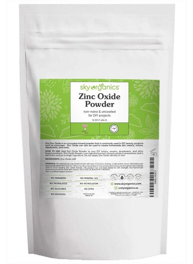 Sky Organics - Zinc Oxide Powder for Body, 100% Pure Non-Nano & Uncoated for DIY, 16 Oz. - Image 1
