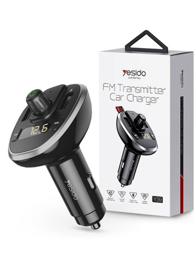 ELTRAZONE Dual-Function Y39 Car Charger with FM Transmitter – Universal Vehicle Accessory for Charging and Audio - Image 1