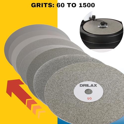 Drilax 8 Inch Diamond Flat Lap Disc 800 Grit 8 x 12 Arbor Hole Single Sided Diamond Lapping PrePolishing Wheel for Lapidary Gemstone Glass Stone Finishing Solid Steel Base - Image 3