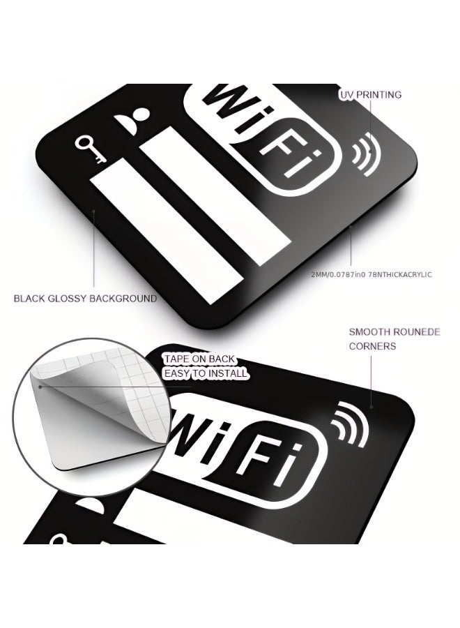 TrustMate Premium WiFi Sign Board (2-Pack) - Rewritable Acrylic Network Information Display - Sleek Black Design for Restaurants, Cafes, Hotels, and Offices - Image 5