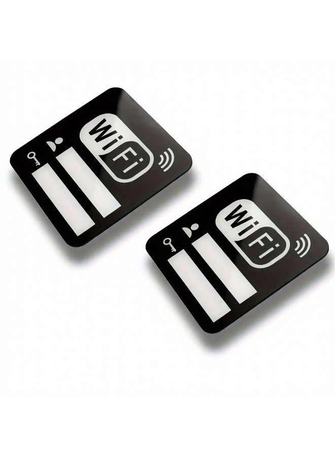 TrustMate Premium WiFi Sign Board (2-Pack) - Rewritable Acrylic Network Information Display - Sleek Black Design for Restaurants, Cafes, Hotels, and Offices - Image 1