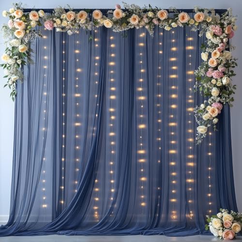 PARTISKY 10ft X 10ft Navy Blue Tulle Backdrop Curtain for Parites, Sheer Backdrop Curtains Fabric Drapes for Wedding Ceremony Arch Party Stage Decorations - Image 5