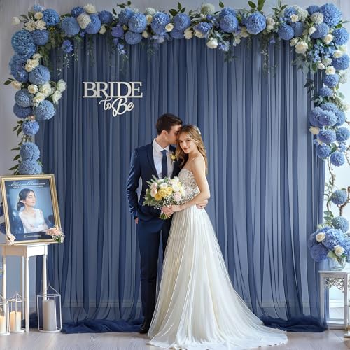 PARTISKY 10ft X 10ft Navy Blue Tulle Backdrop Curtain for Parites, Sheer Backdrop Curtains Fabric Drapes for Wedding Ceremony Arch Party Stage Decorations - Image 4
