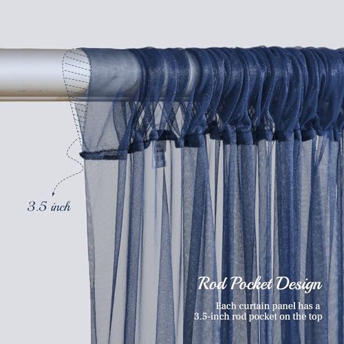 PARTISKY 10ft X 10ft Navy Blue Tulle Backdrop Curtain for Parites, Sheer Backdrop Curtains Fabric Drapes for Wedding Ceremony Arch Party Stage Decorations - Image 3
