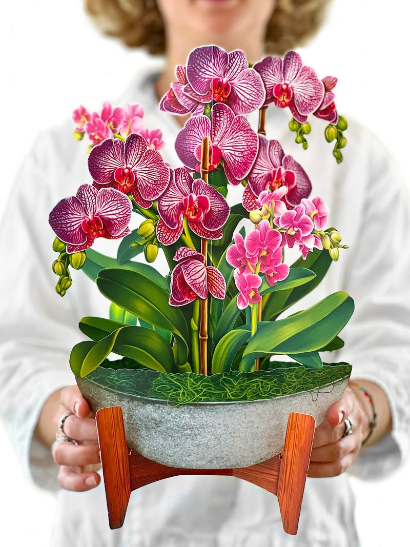 Freshcut Paper Pop Up Cards, Orchid Oasis, 12 Inch Life Sized Forever Flower Bouquet 3D Popup Greeting Card, Birthday Cards, Get Well Gifts, Blank Notecard & Envelope - Image 1