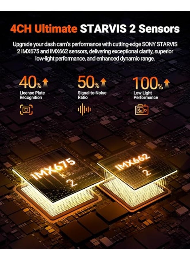 Vantrue N5S 4 Channel WiFi 360 Degree Dash Cam, STARVIS 2, IR Night Vision, 2.7K+1080P*2+1440P Front Rear Inside Dashcam, Voice Control, GPS, OTA Support, 24 Hours Parking Mode, Support 1TB Max - Image 5