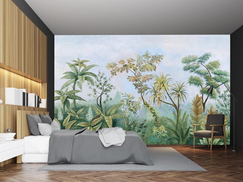 CliouarTropical Plants Southeast Asia Oil Painting Forest Wallpaper Mural Bedroom Living Room Decoration 158 x 110Not SelfAdhesive