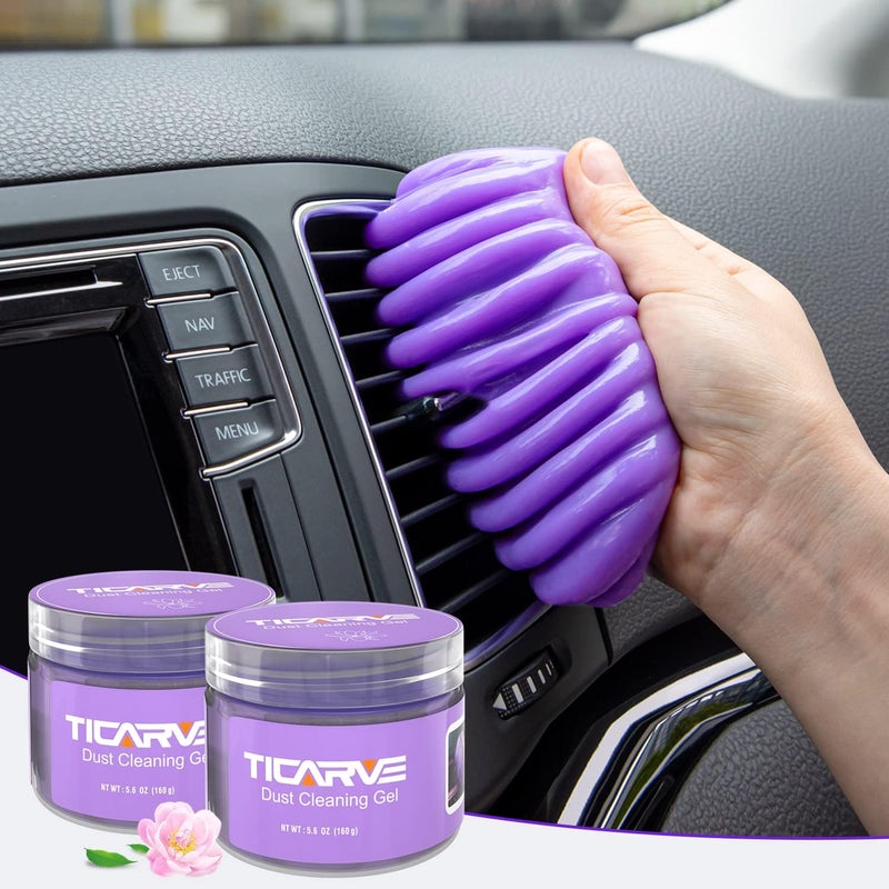 TICARVE 2Pack Cleaning Gel for Car Putty Car Vent Cleaner Cleaning Putty Gel Auto Tools Car Interior Cleaner Dust Mud for Cars and Keyboard Cleaner Slime Purple (320g/11.2oz) Flexible varied design - Image 1