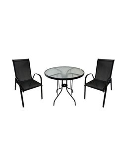 AL KHALDIYA 3 Piece Rattan Dining Table with 2 Chairs for Home 