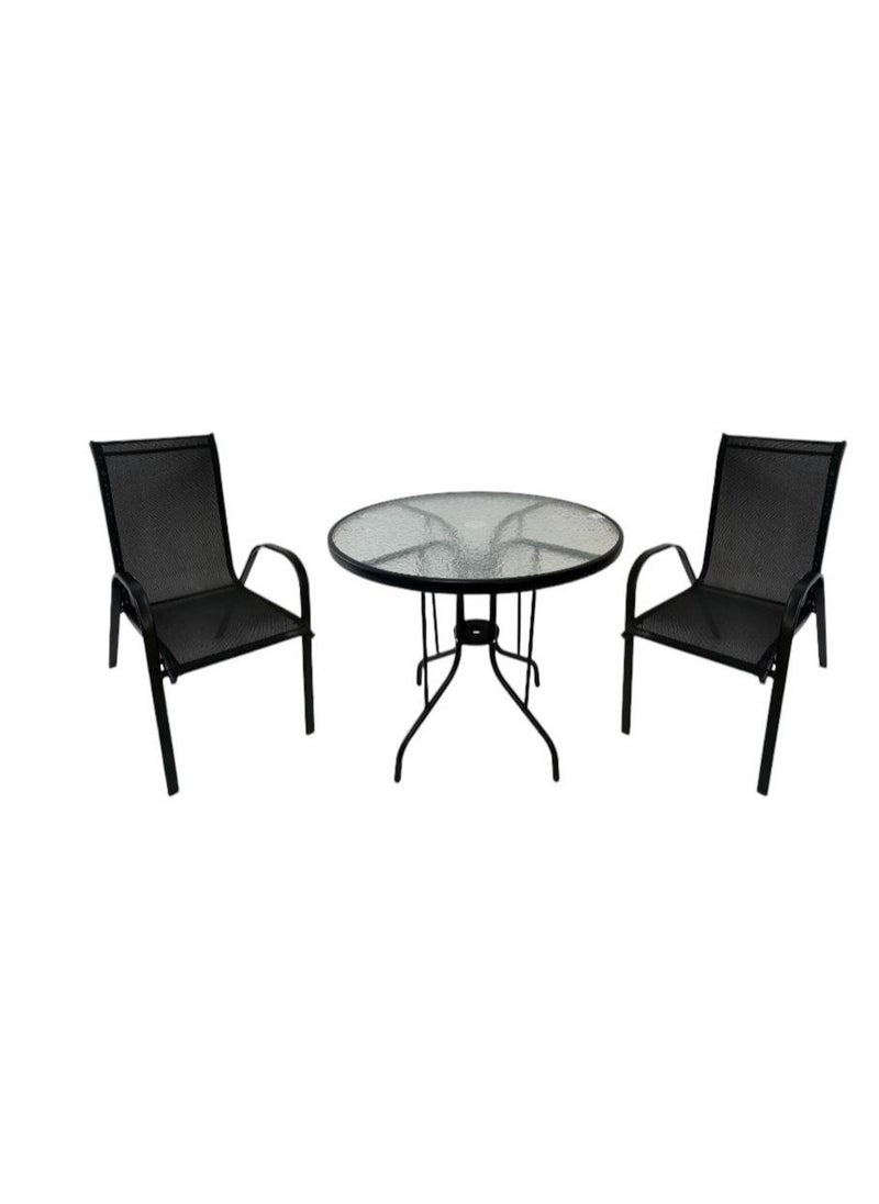 AL KHALDIYA 3 Piece Rattan Dining Table with 2 Chairs for Home 