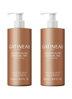 Gatineau Golden Glow Gradual Tan 400ml 2 Bottles 2 in 1 Moisturizer and Self Tanning Lotion  - Image 1