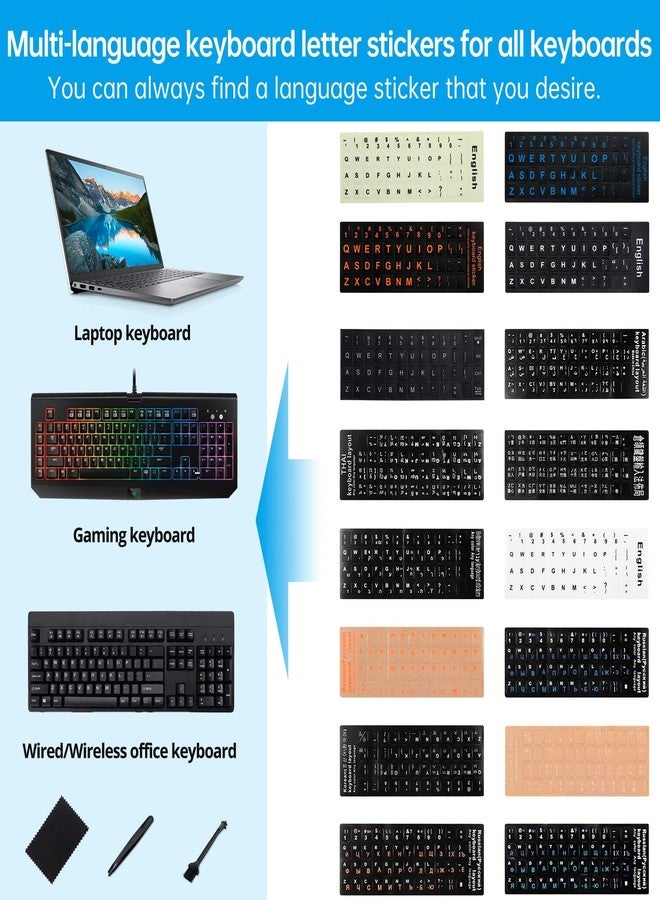Softamm Russian Keyboard Stickers[5 in 1],Cyrillic Keyboard Letter Replacement Sticker Black Background with Orange Lettering,Russian-English Keyboard Sticker for Computer Laptop Notebook Desktop - Image 3