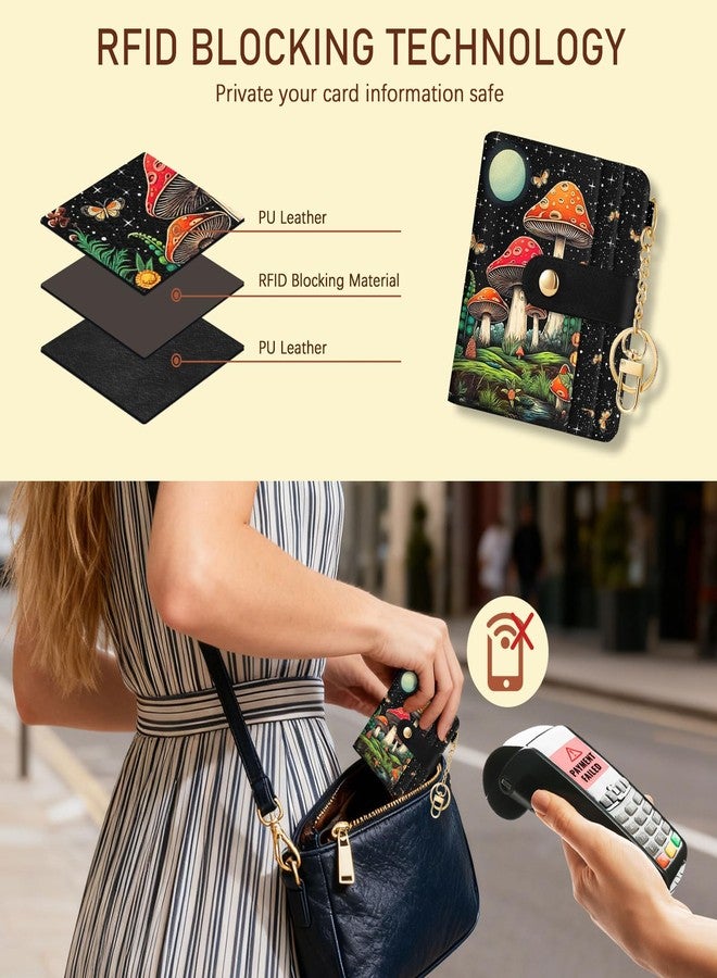 Jogjam Mushroom Rfid Women Wallet, Small Slim Thin Credit Card Wallet, PU Leather Bifold Cash Wallet, Zipper Coin Pocket & ID Window, Female Ladies Teen Girls Girly Gifts, JWWALD004 - Image 3