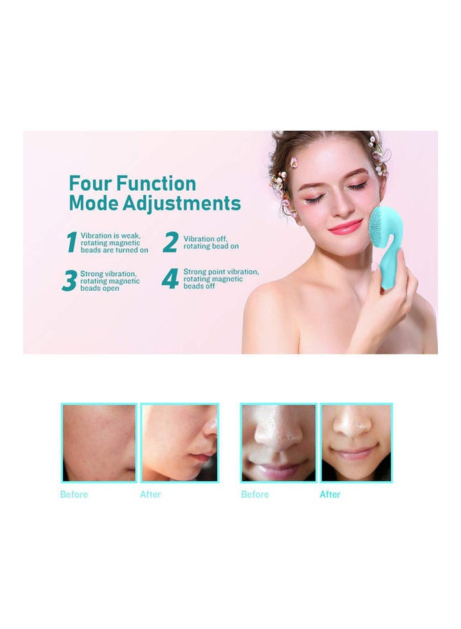 Rock Pow Electric Rechargeable Waterproof Silicone Facial Cleansing Brush Blue/White - Image 4