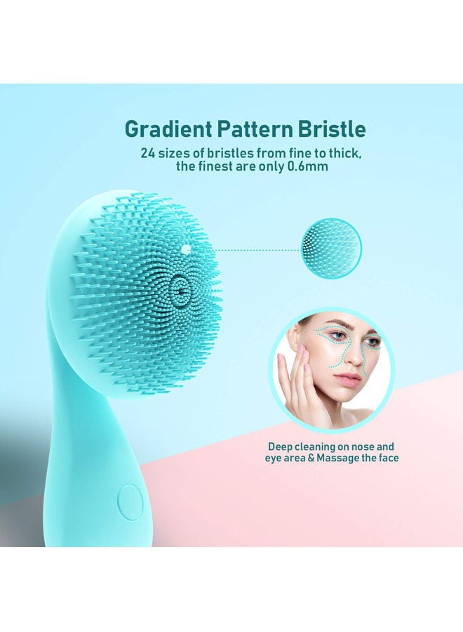 Rock Pow Electric Rechargeable Waterproof Silicone Facial Cleansing Brush Blue/White - Image 3