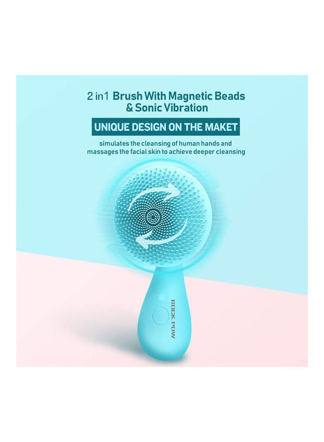 Rock Pow Electric Rechargeable Waterproof Silicone Facial Cleansing Brush Blue/White - Image 2